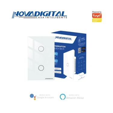 Imagem de Interruptor inteligente Lite 2 botões touch Wi-Fi branco Novadigital LITE-WS2-W