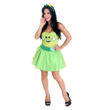 Imagem de Fantasia Porco Verde Adulo - Angry Birds - Heat Girls - Rovio, UNICA, 