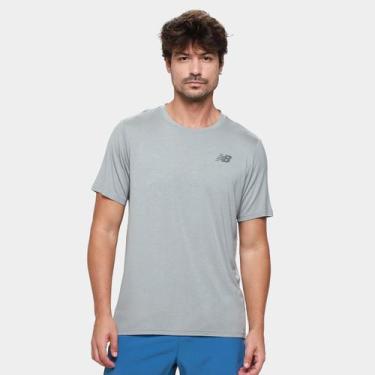 Imagem de Camiseta New Balance Active Masculina, Cinza claro, G