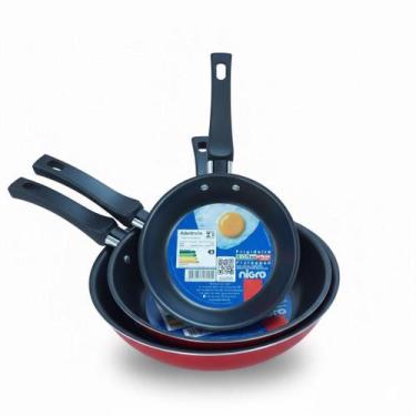 Imagem de Kit Omeleteira Linha Única com 3 Frigideiras Nigro - Vermelho