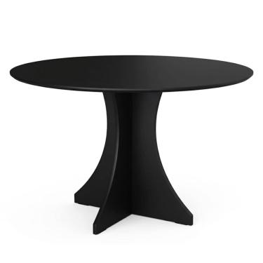 Imagem de Mesa de Jantar Redonda Preta Elisa 90cm Moderna e Aconchegante