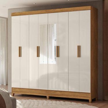 Imagem de Guarda Roupa Casal Ambiente Marajó 8 Portas Freijó Off White com Espelho – Moval
