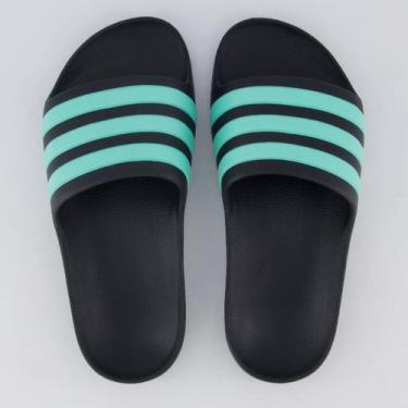 Imagem de Chinelo Adidas Adilette Aqua Juvenil Preto e Azul, 32-33