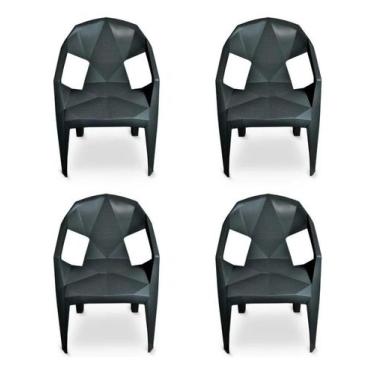 Imagem de Kit 4 poltrona diamond decor mobilia 77 preta