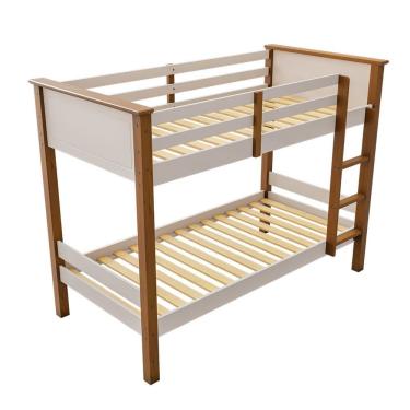 Imagem de Beliche Infantil Beliche Retrô Off White Nogueira com Design Retrô em MDF Móveis Retrô