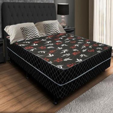 Imagem de Cama Box Conjugada Casal 138x188cm Ortopédico Premium Tecido Poliéster Matelassê Colchã...