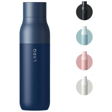 Imagem de Garrafa Térmica para Água 500mL em Aço Inoxidável Isolada para Camping, Escritório e Viagens, LARQ Bottle Twist Top, Azul Mônaco
