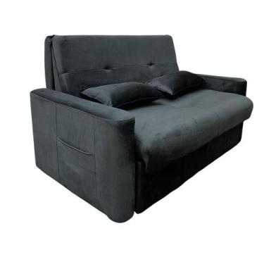 Imagem de Sofá Cama 2 Lugares 1,40m com Almofadas Dani - Matrix, Preto