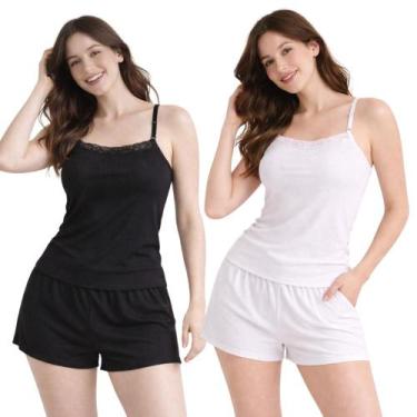 Imagem de Kit 2 Baby Doll Feminino Canelado Para Dormir Confortável Casual Sem B