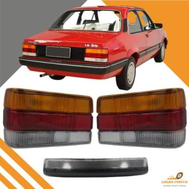 Imagem de Par Lanterna Traseira Chevette 87 A 93 Tricolor + Placa - JCV