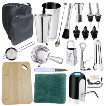 Imagem de Kit Barman C Bolsa Colher Bailarina Coqueteleira 20 peças B7 - NLS, Bo