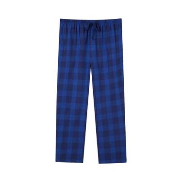 Imagem de Calças De Pijama Masculinas Em Flanela Xadrez Para Outono E Inverno, C