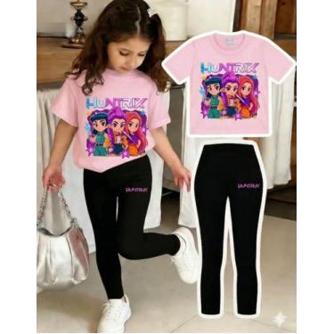 Imagem de Conjunto Infantil Huntrix Guerreiras Kpop Camiseta E Legging conjunto 