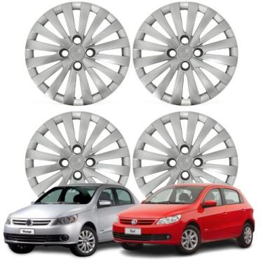 Imagem de Jogo Calota Aro 13 VW Gol Voyage G5/ G6 Cubo Alto Prata - Grid Calotas