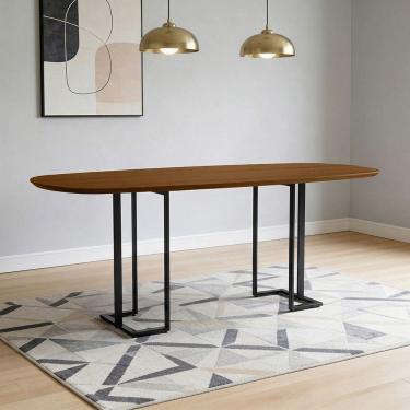 Imagem de Mesa de Jantar 8 Lugares Retangular Orgânico 200cm Pés Industrial Alina N01 Cinamomo Pr...