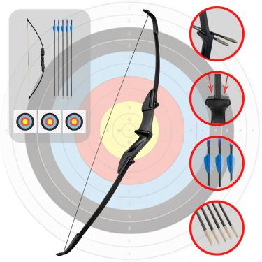 Imagem de Kit Arco e Flecha Profissional Ambidestro Riser de Nylon 40lbs + 5 Flechas de Fibra de...