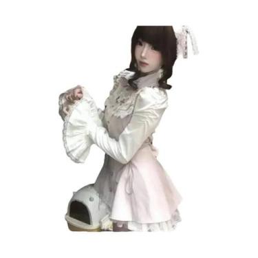 Imagem de Vestido Gótico Lolita Elegante Para Mulheres, Preto Com Detalhes Em Re