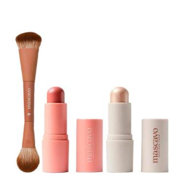 Imagem de Kit Mascavo Pincel 01+Blush Maple 6G+Iluminador Champagne 6G