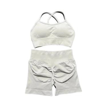 Imagem de Conjunto De Yoga Feminino Sem Costura Com Sutiã Sem Costas, Calça De C