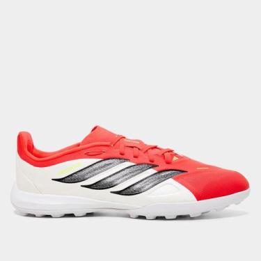 Imagem de Chuteira Society Infantil Adidas Predator League, Branco, Vermelho, 32