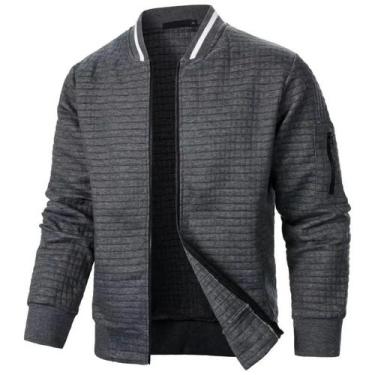 Imagem de Jaqueta Masculina De Manga Longa Com Zíper, Cor Sólida, Moda De Rua Pa