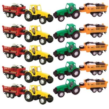 Imagem de Trator fazenda com carreta kit com 10 unidades - DIVERPLAS
