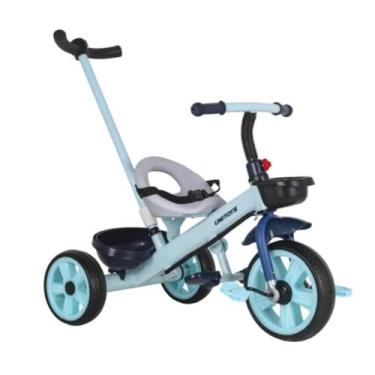 Imagem de Triciclo Infantil Velocípede com Empurrador Pedal e Cestinha Azul - Un
