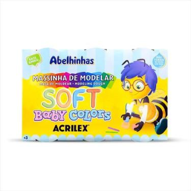 Imagem de Kit de massinha Acrilex baby colors com 6 cores 150g