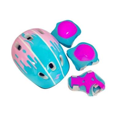 Imagem de Capacete De Patins Kit Proteção Infantil Esportivo Patins Patinete Bik