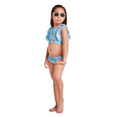 Imagem de Conjunto Biquíni Infantil Azul Tip Top Cavalo Marinho UV50+ - Azul, Az