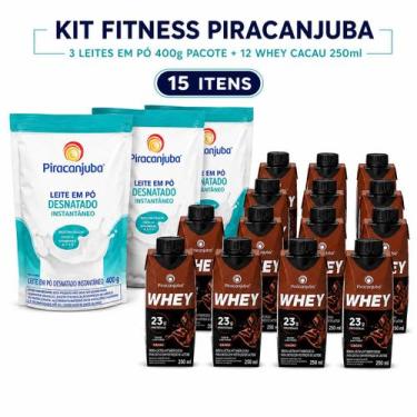 Imagem de 3 Leite em Pó Desnatado Piracanjuba 400g +12 Whey Cacau 250ml