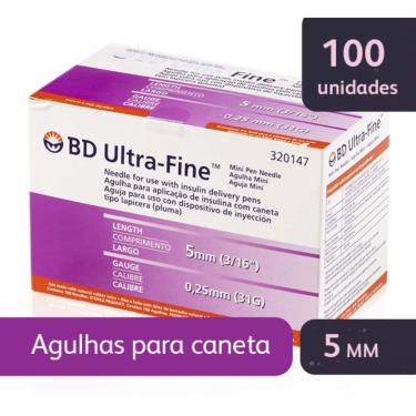 Imagem de Agulha para Caneta Aplicadora de Insulina BD Ultra-Fine 5mm com 100 unidades 100 Unidades