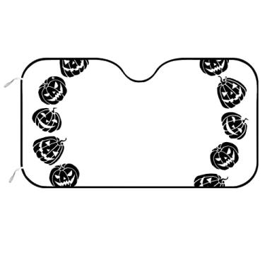 Imagem de Para-brisa de carro protetor de sol preto branco abóbora Halloween outono capa dobrável para carro caminhão SUV Van mulheres homens 129,5 x 69,8 cm, Color158, 58x27.5inch