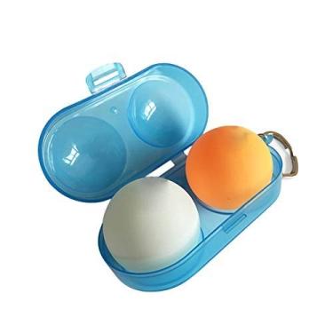 Imagem de Keenso Caixa de armazenamento de bolas de pingue-pongue, recipiente de bola, com corrente, contém 2 peças de bolas de pingue-pongue padrão, estojo de tênis de mesa, tamanho pequeno (azul)