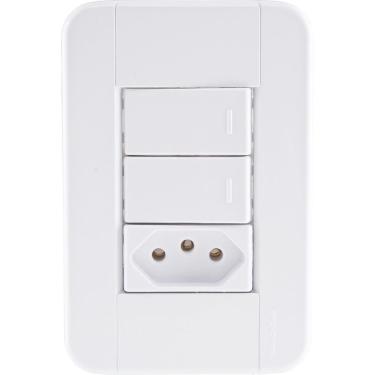 Imagem de Conjunto 4x2 com 2 Interruptores Simples 10 A 250 V e 1 Tomada 2P+T 10 A 250 V Tramontina Tablet Branco Tramontina