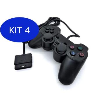 Imagem de Kit 4 Controle Play 2 Joystick Dualshock Ps2 Com Fio