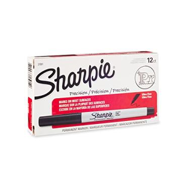 Imagem de Sharpie Marcador permanente de ponta ultrafina, preto, 12 unidades (37001)