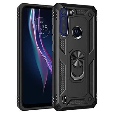 Imagem de YUNCHAO Caixa de telefone Para Motorola Moto One Fusion TPU à prova de choque + capa protetora de PC com suporte giratório de 360 ​​graus capa para celular