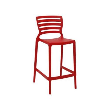 Imagem de Cadeira Plastica Monobloco Sofia Vermelha Encosto Vazado Horizontal Ba