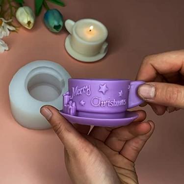 Imagem de Molde de vela em forma de xícara de chá de leite de Natal - silicone para velas, café, resina e sabão