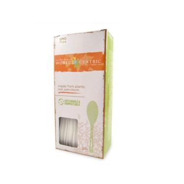 Imagem de Colher compostável World Centric de amido de milho, 24 unidades (pacote com 3)