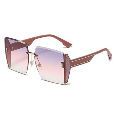 Imagem de Óculos de sol femininos sem armação de borda de corte alto sentido óculos de sol grande armação maré, 6, tamanho único