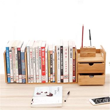 Imagem de KIZQYN Estante de livros simples e moderna estante de mesa estante doméstica telescópica ajustável pequena estante com gaveta estante (tamanho: 1)