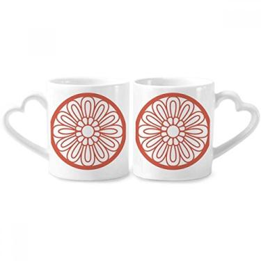 Imagem de Conjunto de canecas de porcelana chinesa flor vermelha padrão tradicional casal conjunto de canecas de cerâmica para amantes de coração