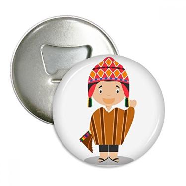 Imagem de Chapéu colorido Peru Desenhos Animados Abridor de Garrafas Imã de Geladeira Emblema Multifuncional