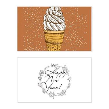 Imagem de Cream Chocolate Egg Cones Sorvete Ano Novo Festival Cartão de felicitações Mensagem Presente