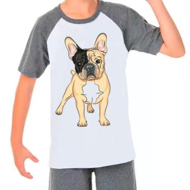 Imagem de Camiseta Raglan Buldogue Francês Pet Dog Cinza Branco Inf05 - Design C