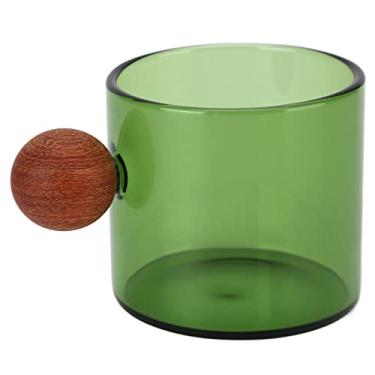 Imagem de Xícara de café de vidro, xícara de café de vidro transparente, resistência ao calor suave e redonda para festa de escritório para bar (verde)