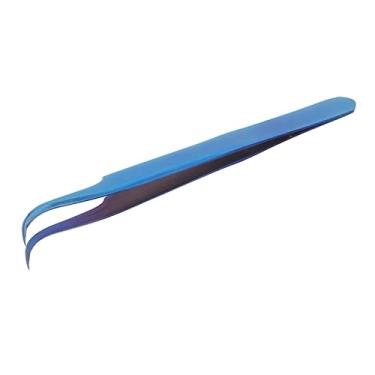 Imagem de Pinça de Extensão de Cílios, Pinça de Aplicador de Cílios Azul Portátil, Ponta Precisa para Arte de Unhas para Salão de Beleza (Pinças curvas)