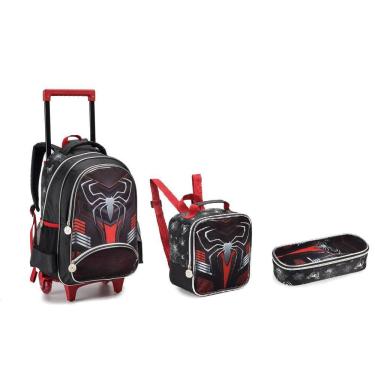 Imagem de Kit Escolar Mochila Com Rodinhas Meninos Spider Aranha 2023